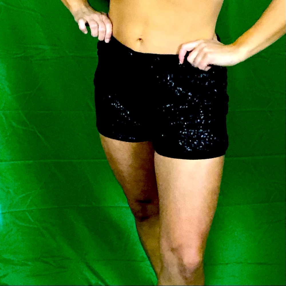 Black sequin hot pants - size medium